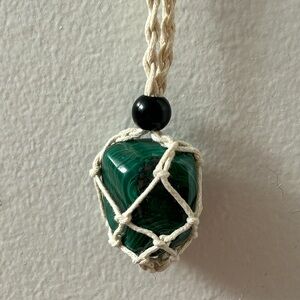 Green Malachite Tumble Stone Pendant Necklace